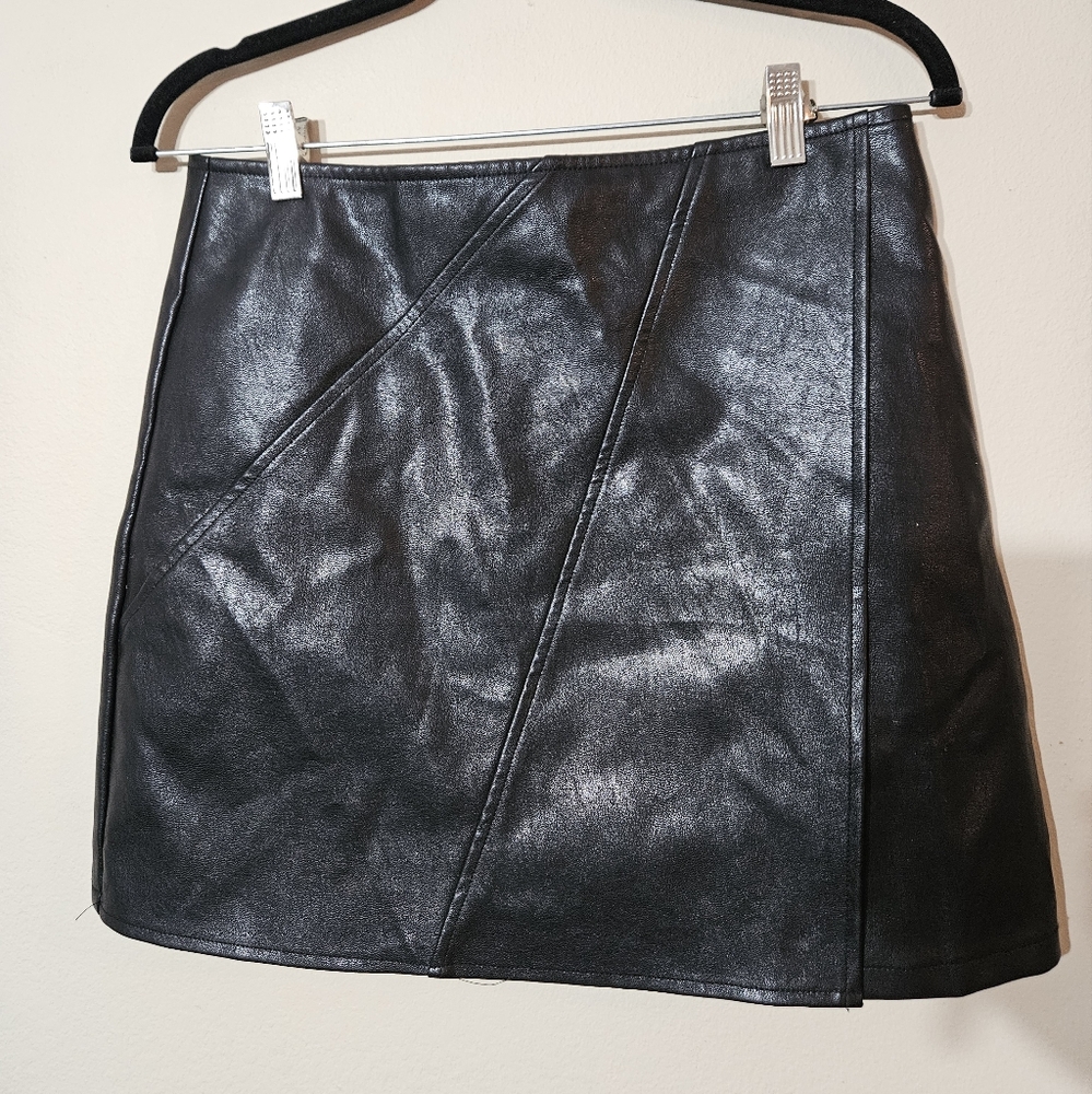EUC She + Sky Black Asymmetrical Mini Skirt